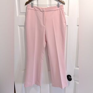 Zara Pink Trousers Ankle Crop Pants Kick Flare Dress Pant Pleated Leg Size Large